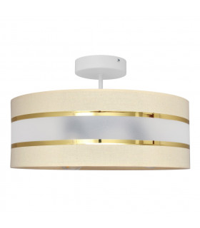 Helen Cylindrical Pendant Ceiling Light Ecru Gold White 40cm