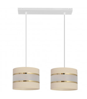 Helen Straight Bar Pendant Ceiling Light Ecru Gold White 45cm-1