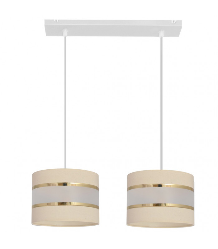 Helen Straight Bar Pendant Ceiling Light Ecru Gold White 45cm-1