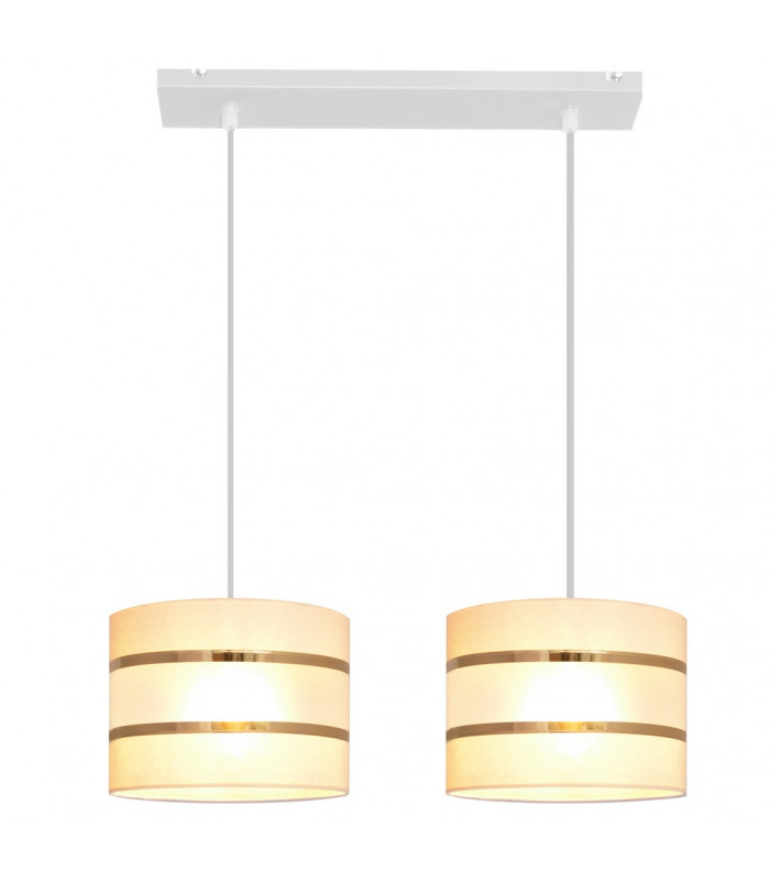 Helen Straight Bar Pendant Ceiling Light Ecru Gold White 45cm-2