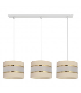 Helen Straight Bar Pendant Ceiling Light Ecru Gold White 65cm-1