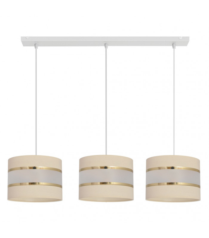 Helen Straight Bar Pendant Ceiling Light Ecru Gold White 65cm-1