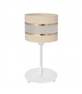 Helen Table Lamp With Round Shade Ecru Gold White 20cm