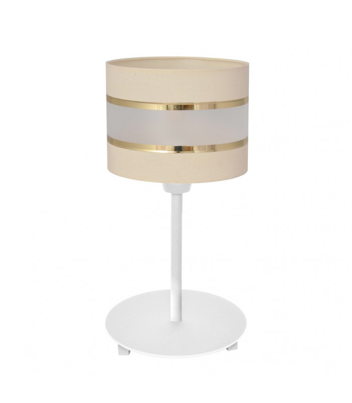Helen Table Lamp With Round Shade Ecru Gold White 20cm
