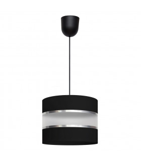 Helen Cylindrical Pendant Ceiling Light Black Silver 20cm