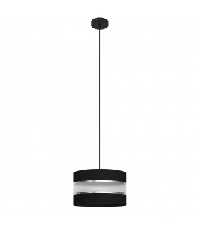 Helen Cylindrical Pendant Ceiling Light Black Silver 25cm-1
