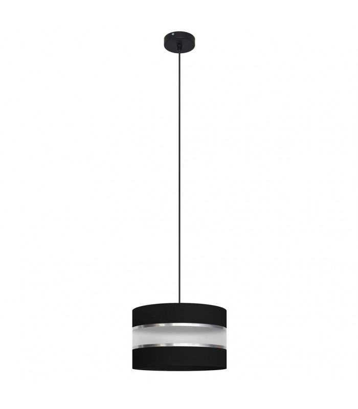 Helen Cylindrical Pendant Ceiling Light Black Silver 25cm-1