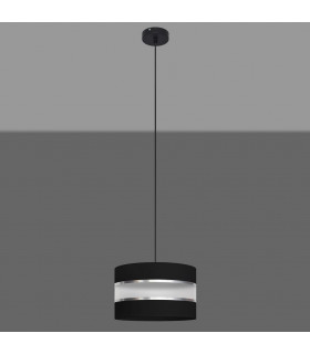 Helen Cylindrical Pendant Ceiling Light Black Silver 25cm-3