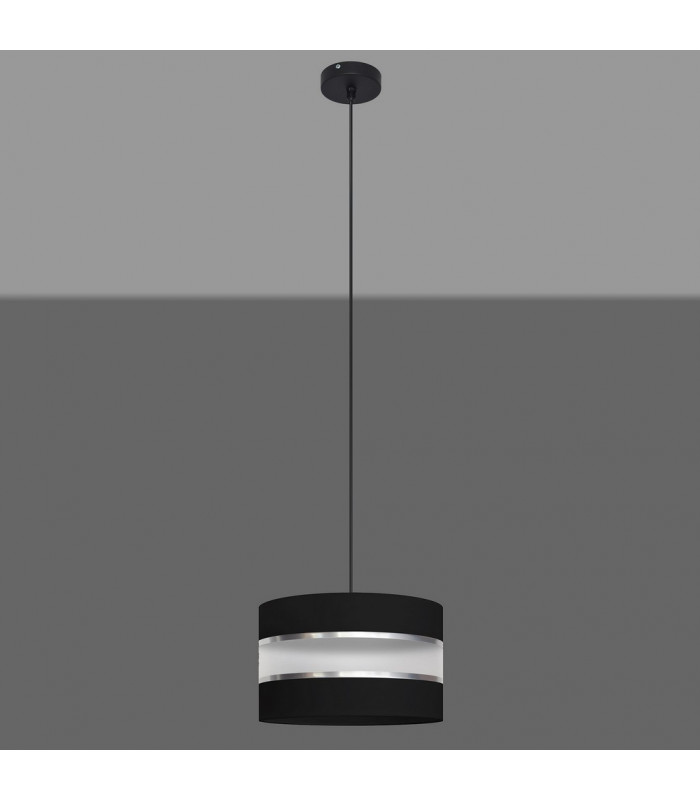 Helen Cylindrical Pendant Ceiling Light Black Silver 25cm-3
