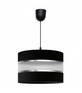 Helen Cylindrical Pendant Ceiling Light Black Silver 35cm-1