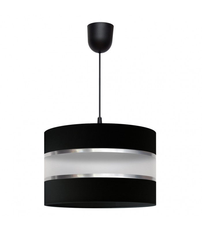 Helen Cylindrical Pendant Ceiling Light Black Silver 35cm-1
