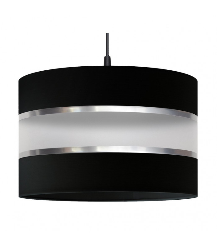 Helen Cylindrical Pendant Ceiling Light Black Silver 35cm-2