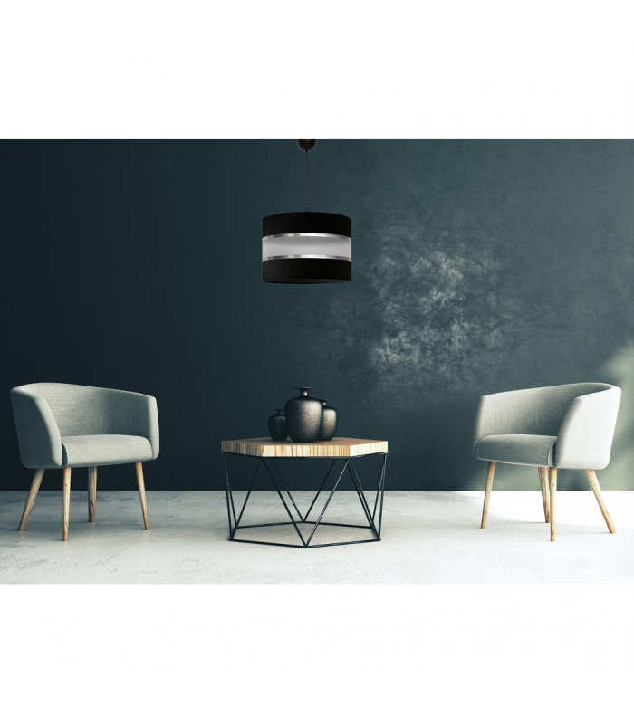 Helen Cylindrical Pendant Ceiling Light Black Silver 35cm-3