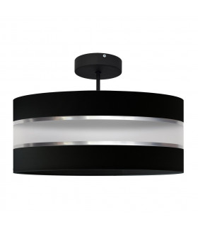 Helen Cylindrical Pendant Ceiling Light Black Silver 40cm