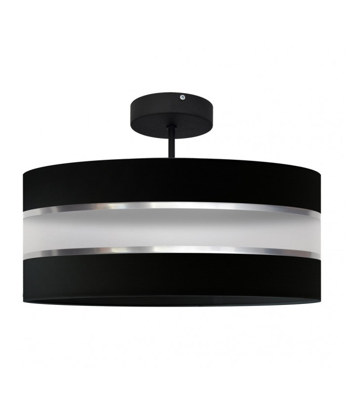 Helen Cylindrical Pendant Ceiling Light Black Silver 40cm