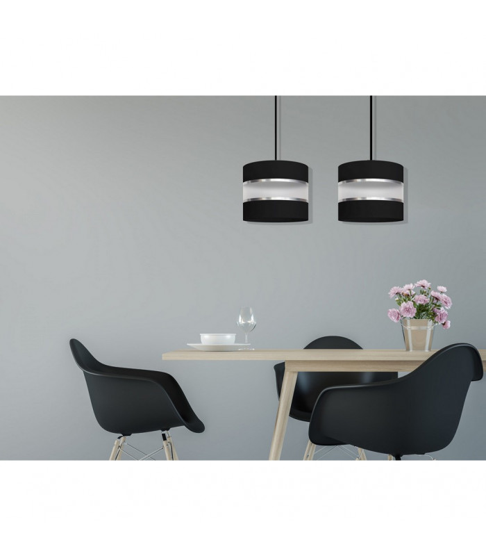 Helen Straight Bar Pendant Ceiling Light Black Silver 45cm-3