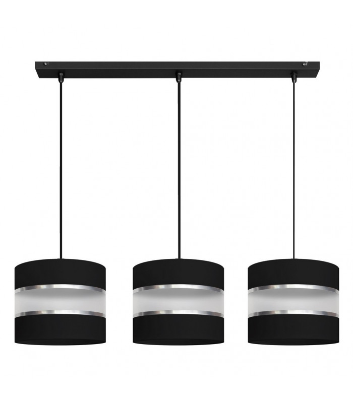 Helen Straight Bar Pendant Ceiling Light Black Silver 65cm-3