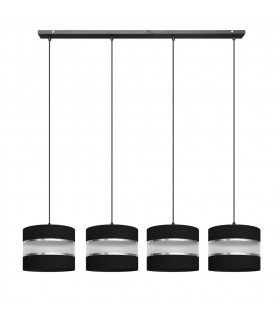 Helen Straight Bar Pendant Ceiling Light Black Silver 100cm