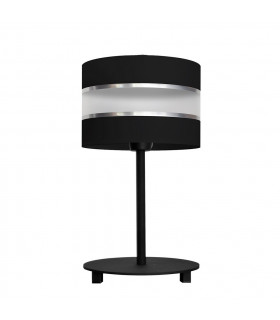 Helen Table Lamp With Round Shade Black Silver 20cm