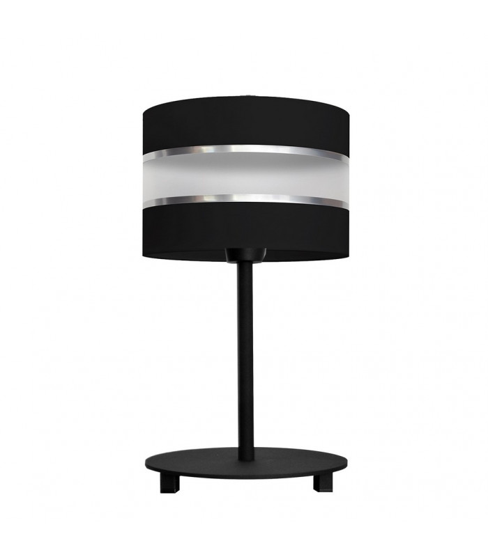 Helen Table Lamp With Round Shade Black Silver 20cm