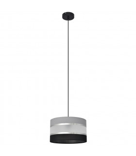 Helen Cylindrical Pendant Ceiling Light Grey Silver Black 25cm-1