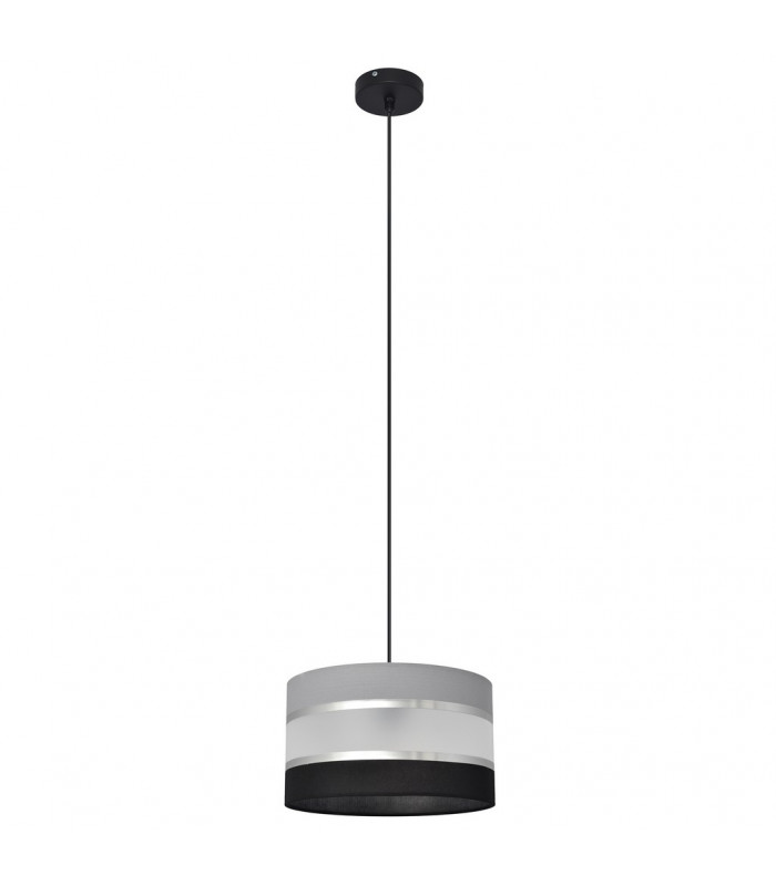 Helen Cylindrical Pendant Ceiling Light Grey Silver Black 25cm-2