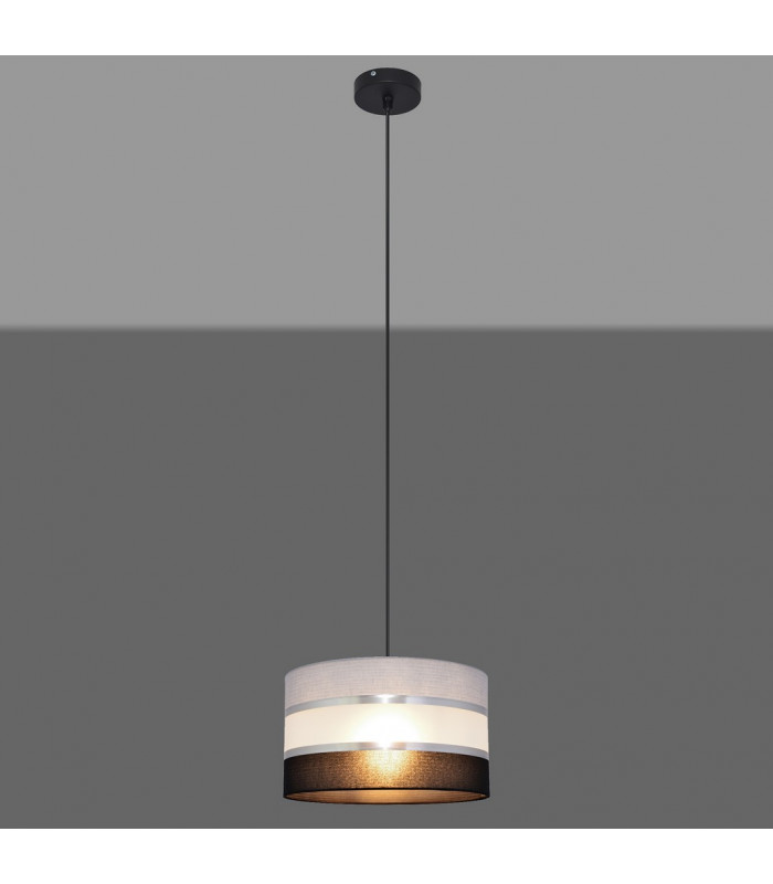 Helen Cylindrical Pendant Ceiling Light Grey Silver Black 25cm-3