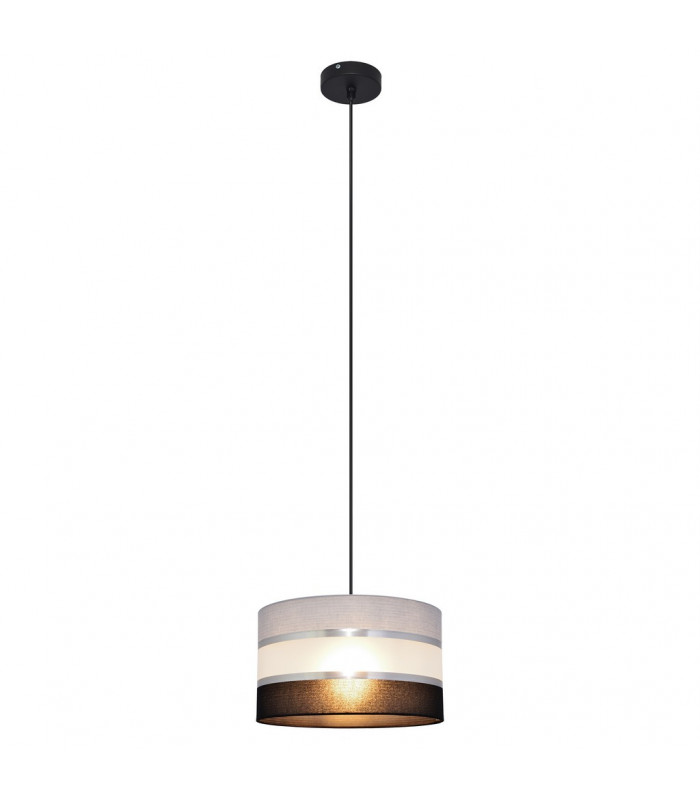 Helen Cylindrical Pendant Ceiling Light Grey Silver Black 25cm-4