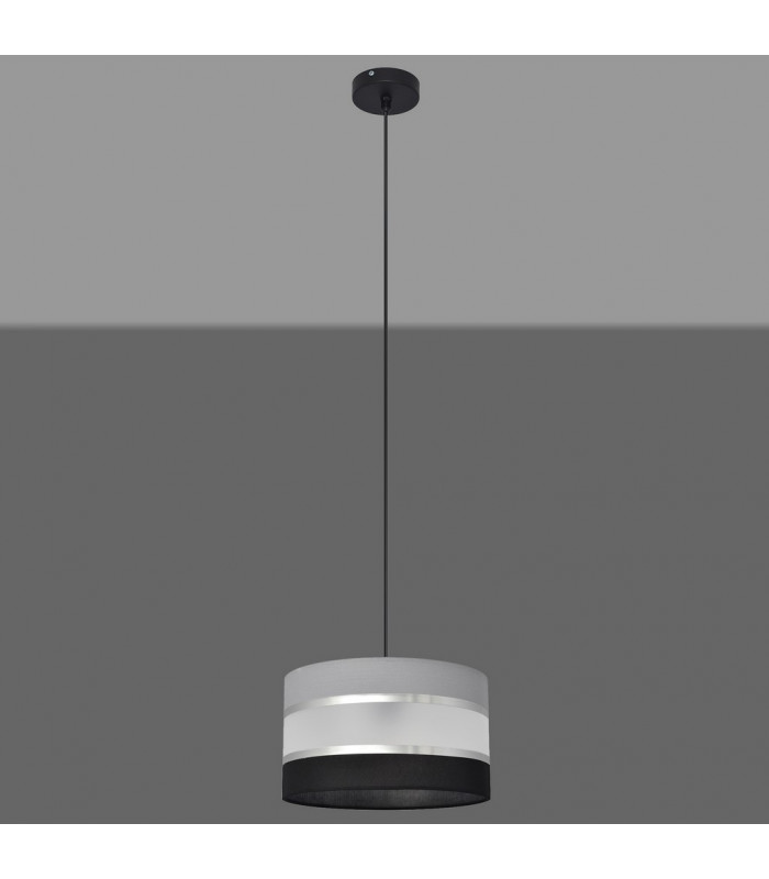 Helen Cylindrical Pendant Ceiling Light Grey Silver Black 25cm-5