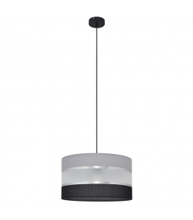 Helen Cylindrical Pendant Ceiling Light Grey Silver Black 35cm