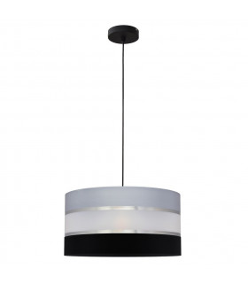 Helen Cylindrical Pendant Ceiling Light Grey Silver Black 40cm