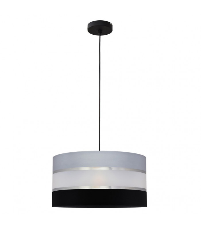 Helen Cylindrical Pendant Ceiling Light Grey Silver Black 40cm