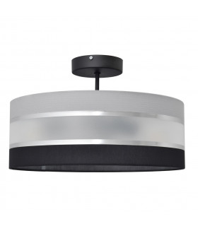 Helen Cylindrical Ceiling Light Grey Silver Black 40cm-1