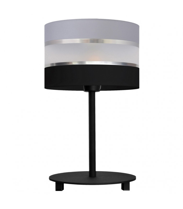 Helen Table Lamp With Round Shade Grey Silver Black 20cm