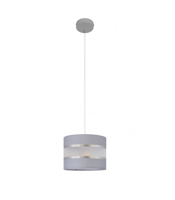 Helen Cylindrical Pendant Ceiling Light Grey Silver 20cm