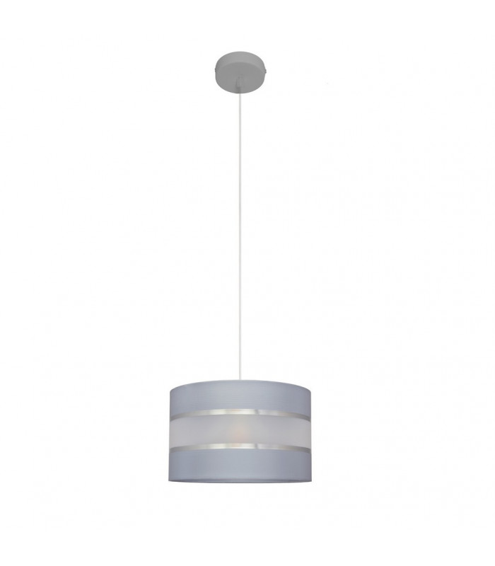 Helen Cylindrical Pendant Ceiling Light Grey Silver 25cm
