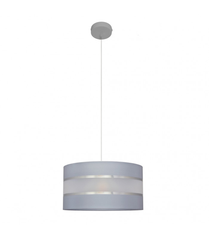 Helen Cylindrical Pendant Ceiling Light Grey Silver 35cm
