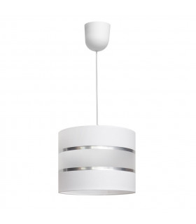 Helen Cylindrical Pendant Ceiling Light White Silver 20cm-1