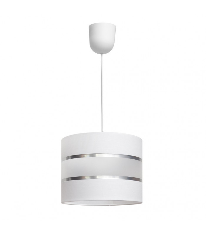 Helen Cylindrical Pendant Ceiling Light White Silver 20cm-1