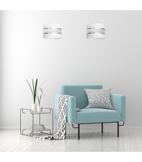 Helen Cylindrical Pendant Ceiling Light White Silver 20cm-2