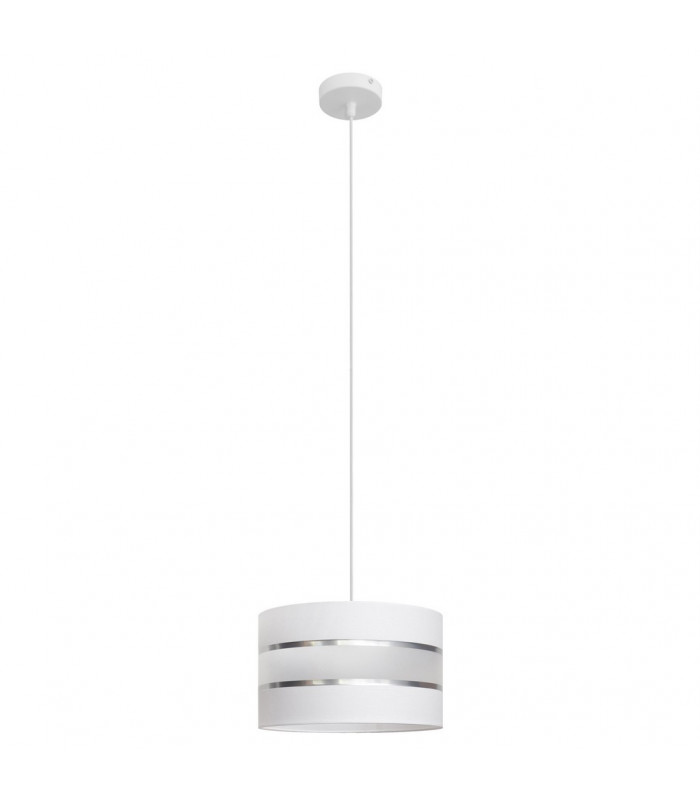 Helen Cylindrical Pendant Ceiling Light White Silver 25cm-1