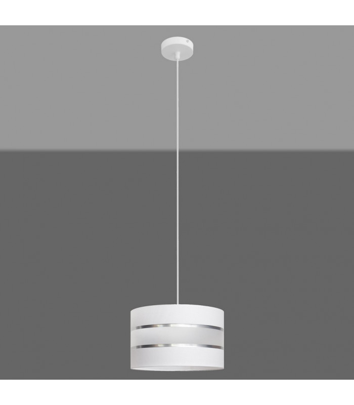 Helen Cylindrical Pendant Ceiling Light White Silver 25cm-2