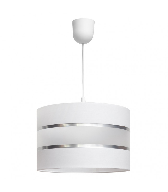 Helen Cylindrical Pendant Ceiling Light White Silver 35cm-1