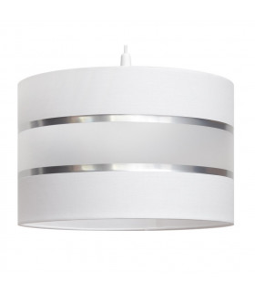 Helen Cylindrical Pendant Ceiling Light White Silver 35cm-2