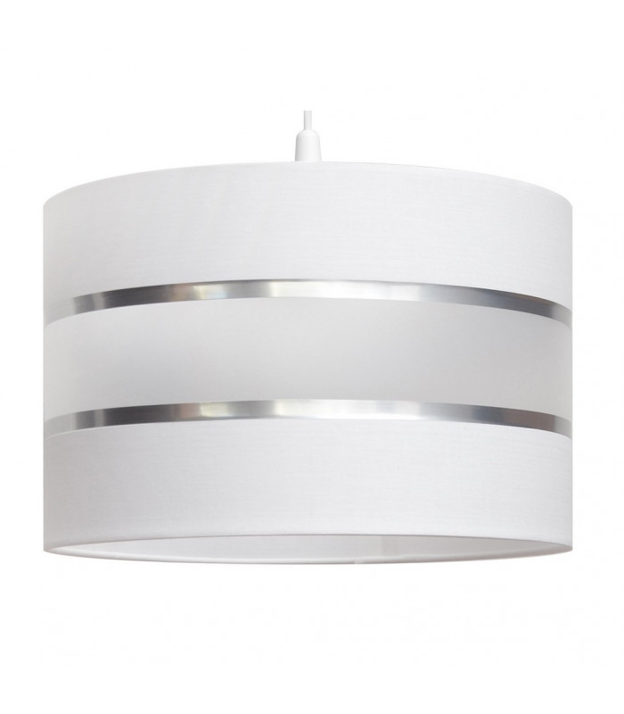 Helen Cylindrical Pendant Ceiling Light White Silver 35cm-2