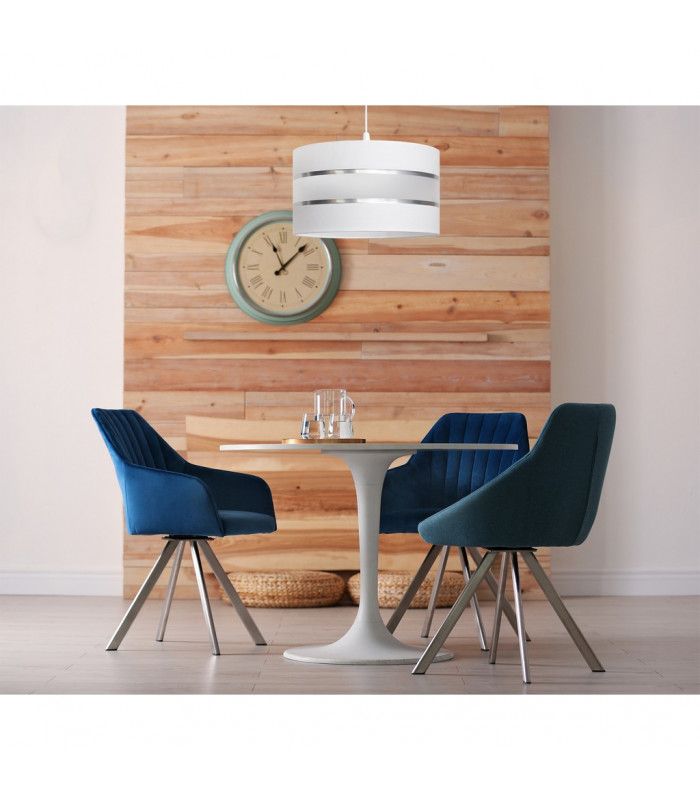 Helen Cylindrical Pendant Ceiling Light White Silver 35cm-3