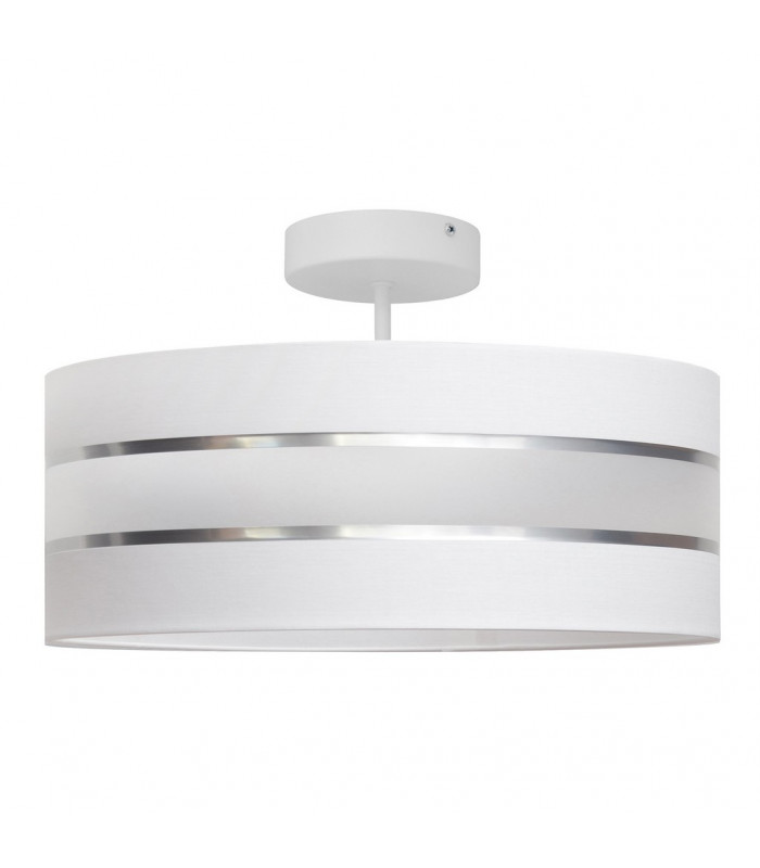 Helen Cylindrical Ceiling Light White Silver 40cm