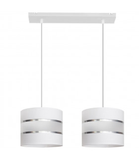 Helen Straight Bar Pendant Ceiling Light White Silver 45cm-1