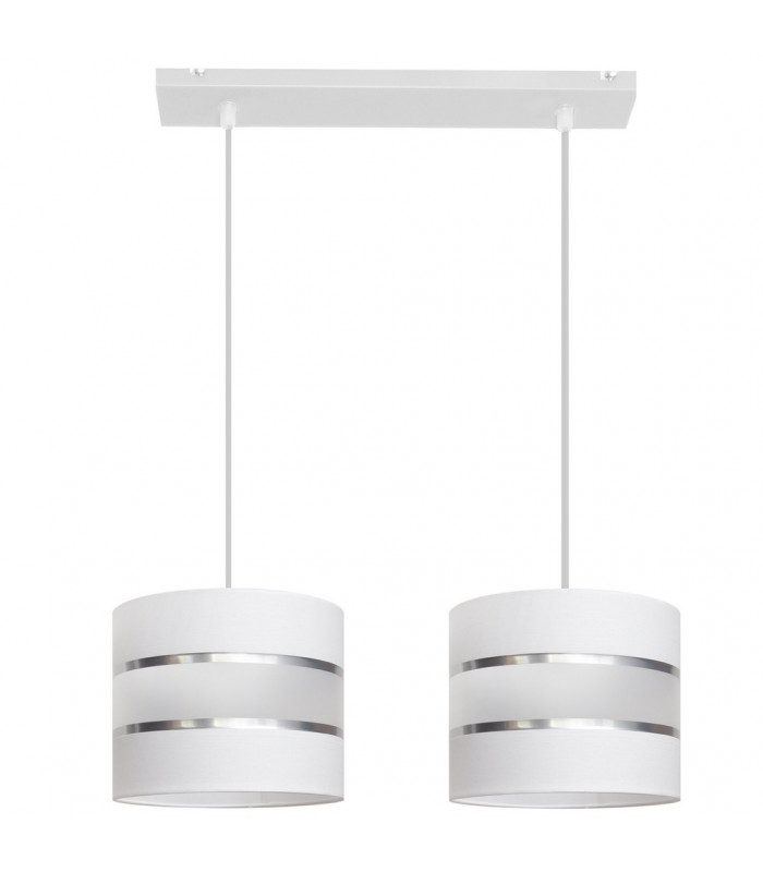Helen Straight Bar Pendant Ceiling Light White Silver 45cm-1