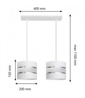 Helen Straight Bar Pendant Ceiling Light White Silver 45cm-2